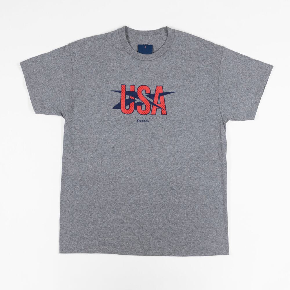 Reebok Men USA Graphic Regular-Fit T-Shirt Grey Size 2XL
